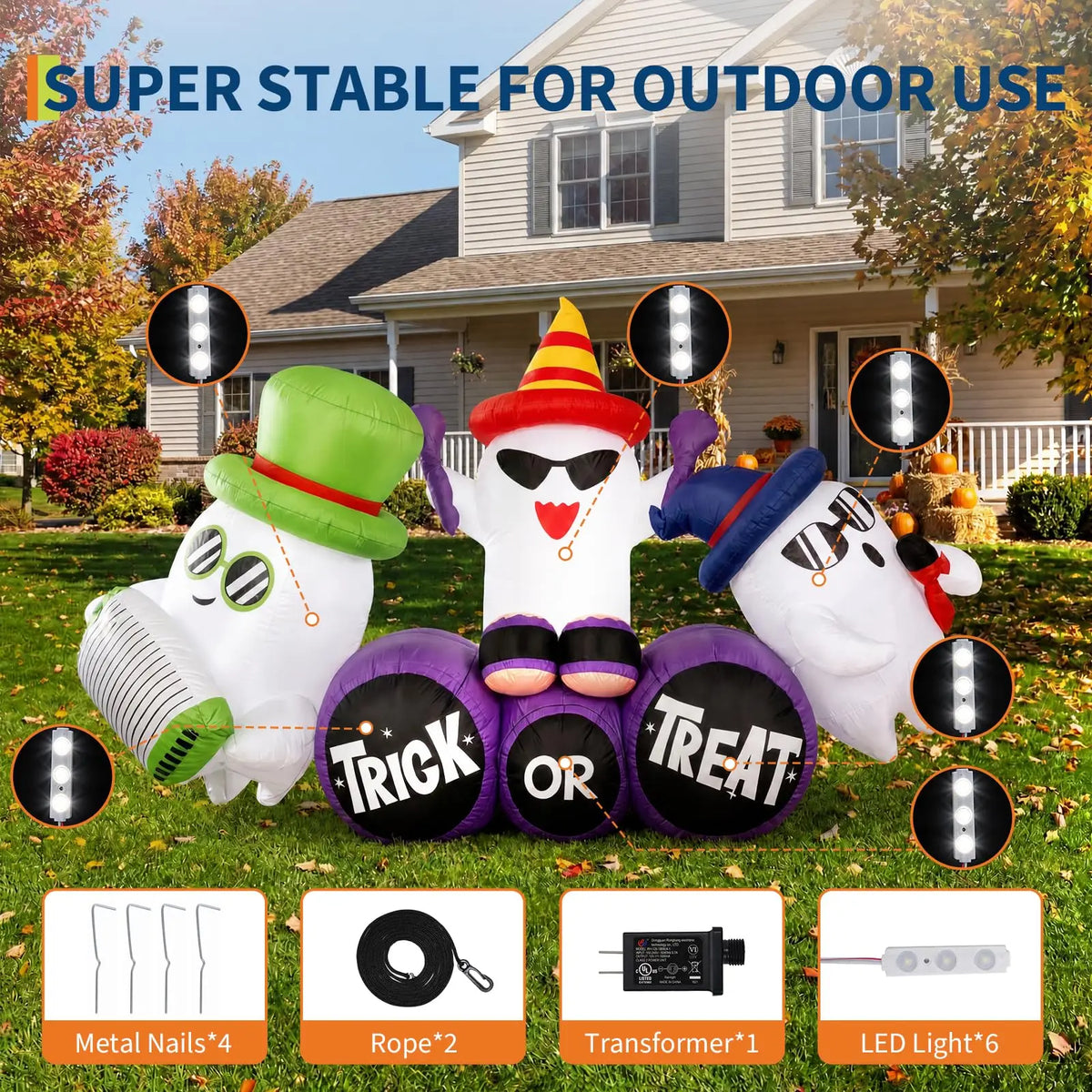 HiMISS Halloween Ghost Band Inflatable Outdoor Yard Decoration LED Lights