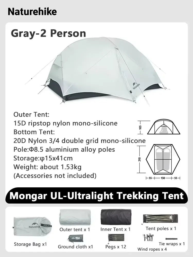 Naturehike Mongar Ultralight Waterproof Backpacking Camping Tent