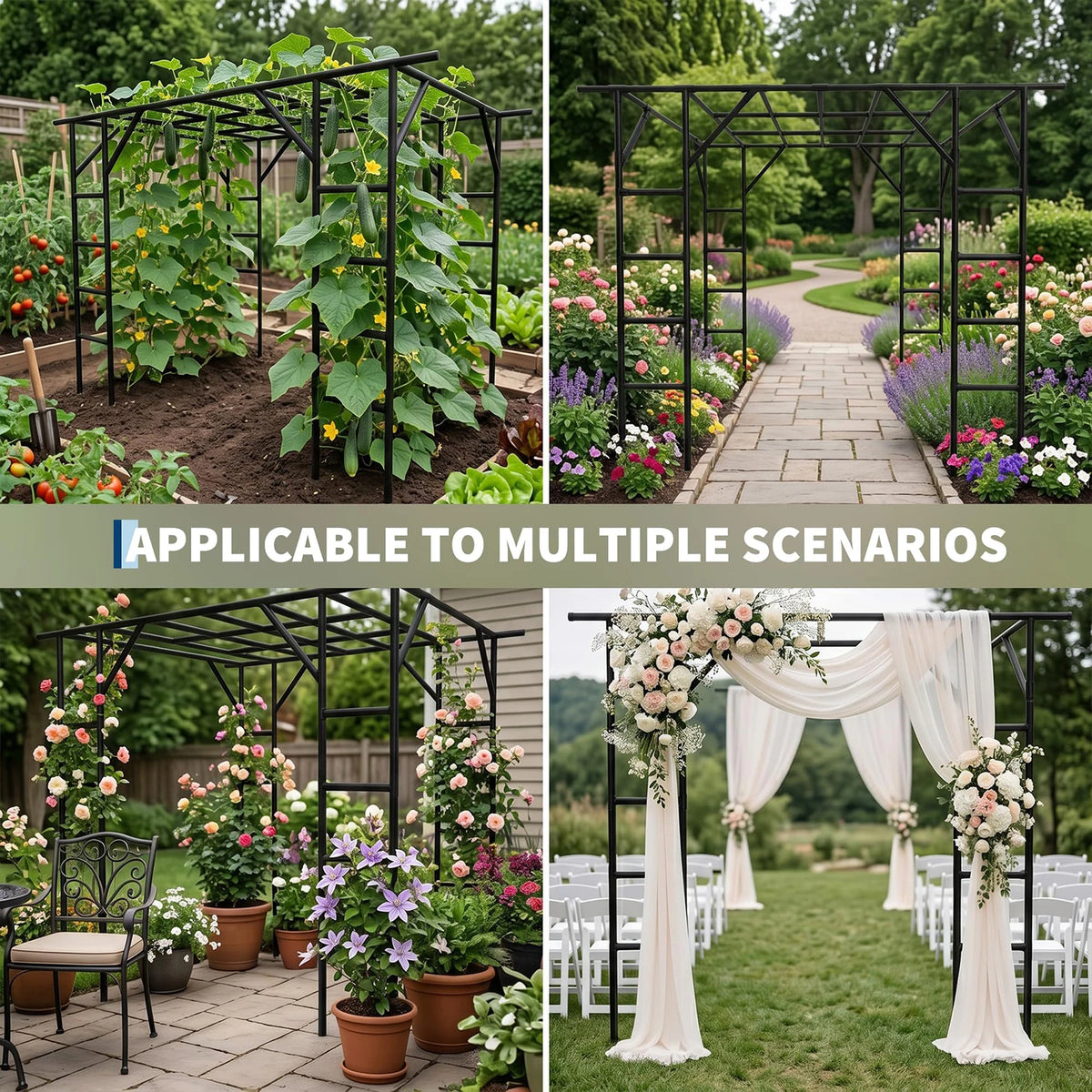 HiMISS Heavy Duty Garden Arch Trellis For Climbing Plants