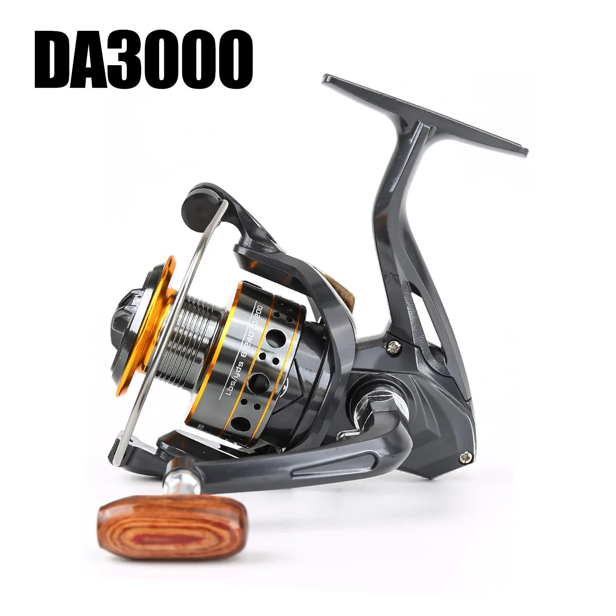 Metal Head Spinning Fishing Reel With Foldable Crank, Dual Spool Design