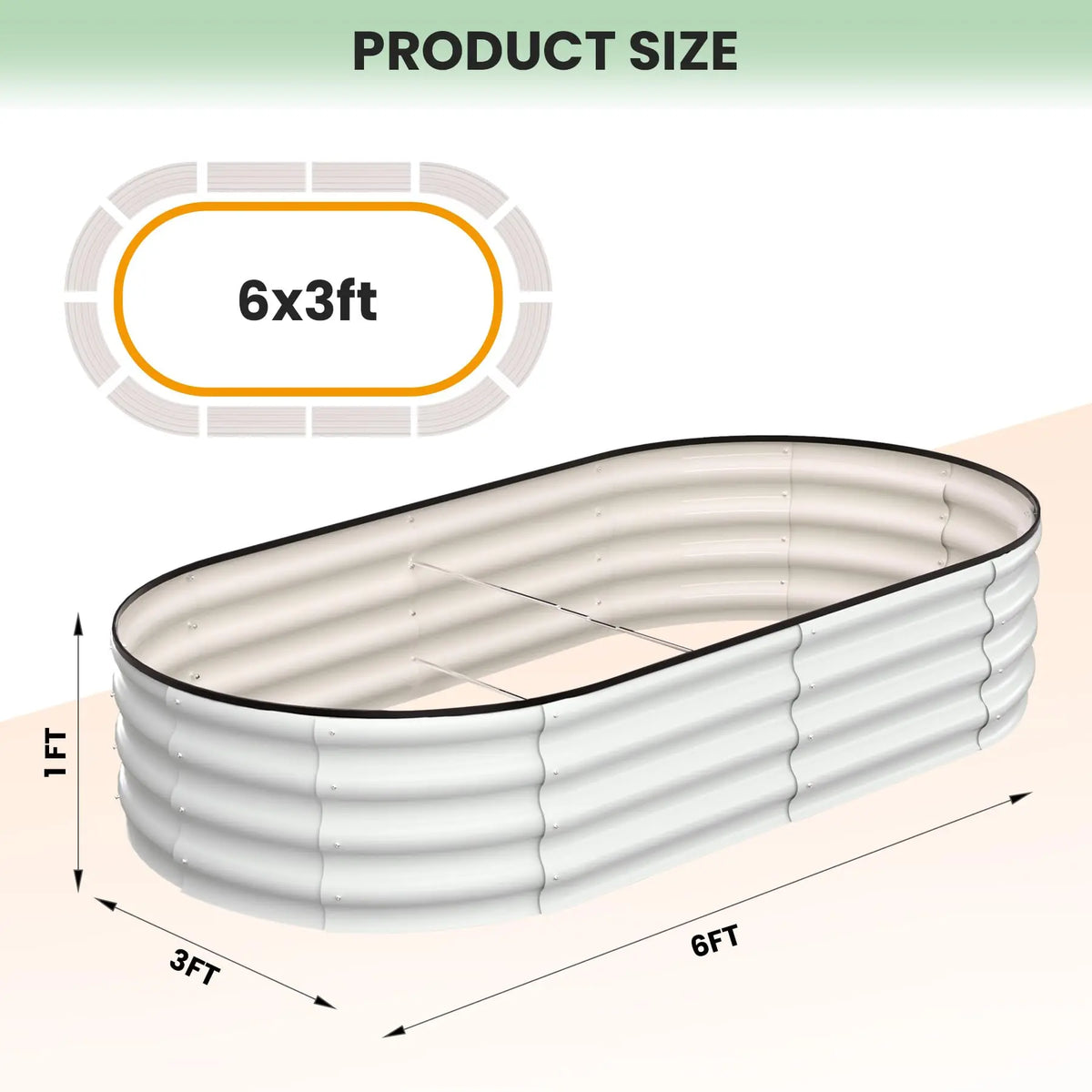HiMiss Galvanized Steel Oval Raised Garden Planter Box