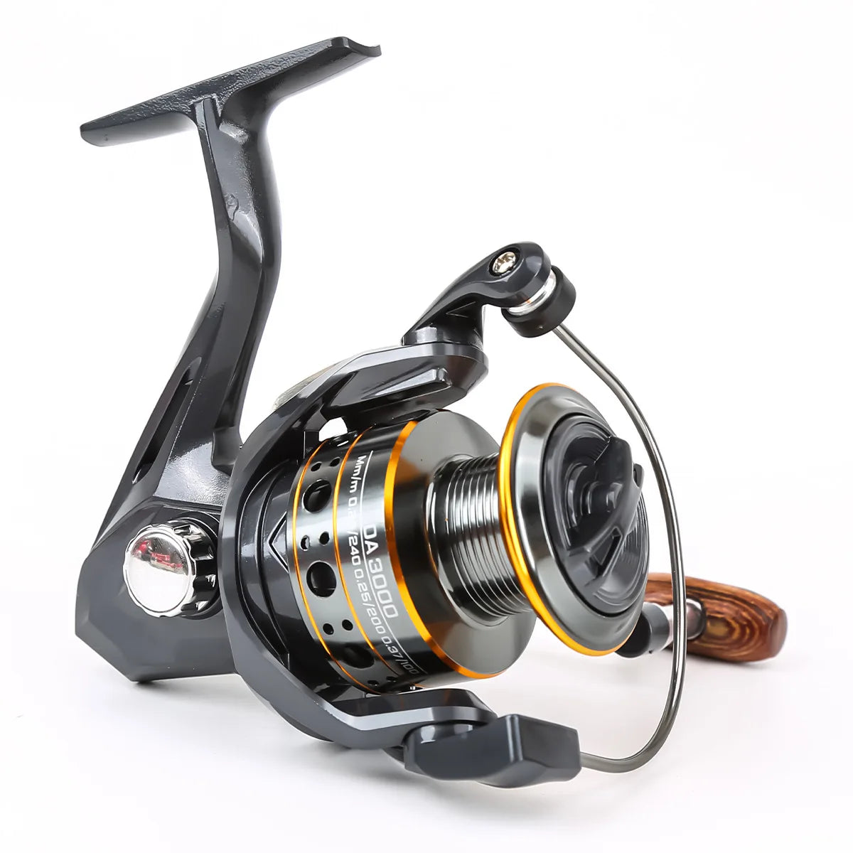 Metal Head Spinning Fishing Reel With Foldable Crank, Dual Spool Design