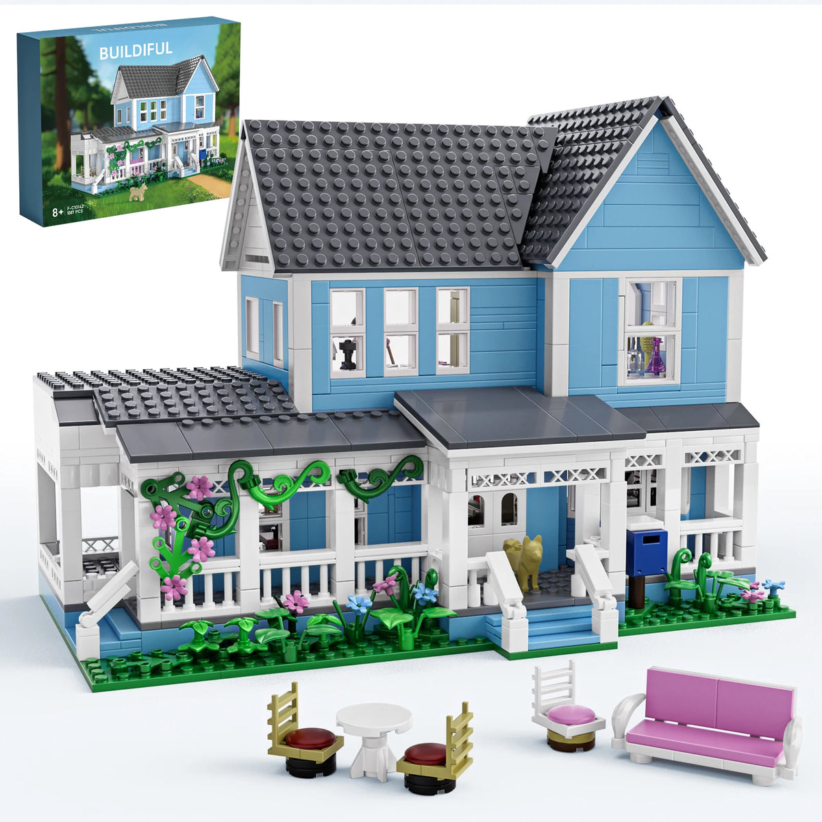 Girls House Building Blocks Set, Palace Home Decor Ornament