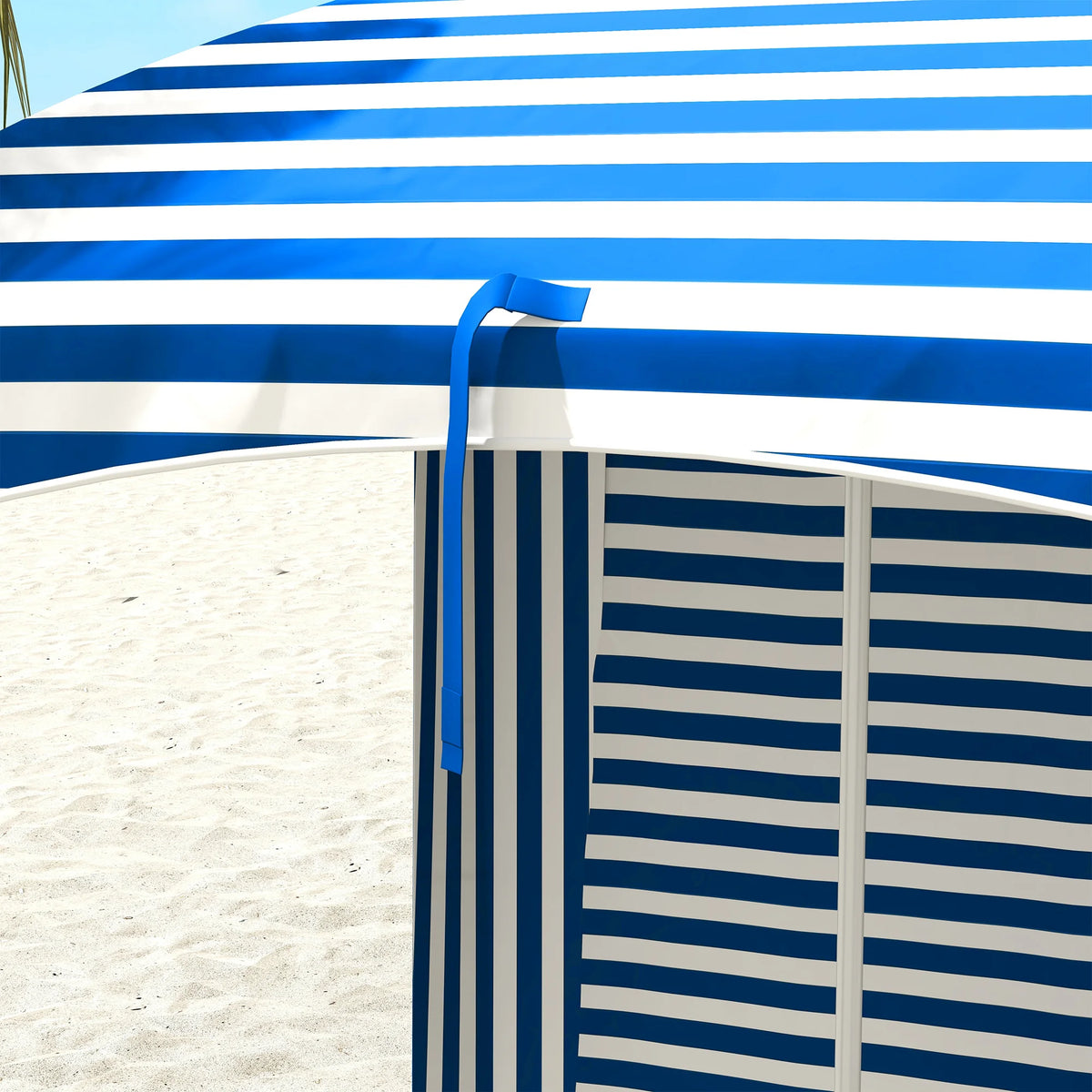 Outsunny Beach Cabana Umbrella With Windows And Carry Bag