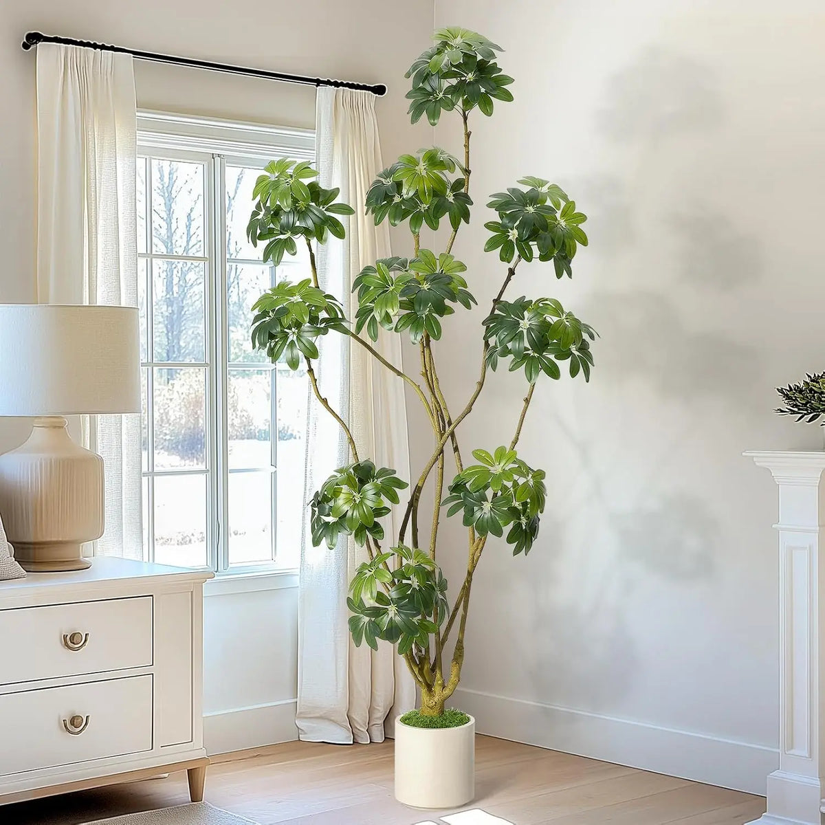 HiMISS Artificial Umbrella Tree Faux Floor Plant for Home Decor
