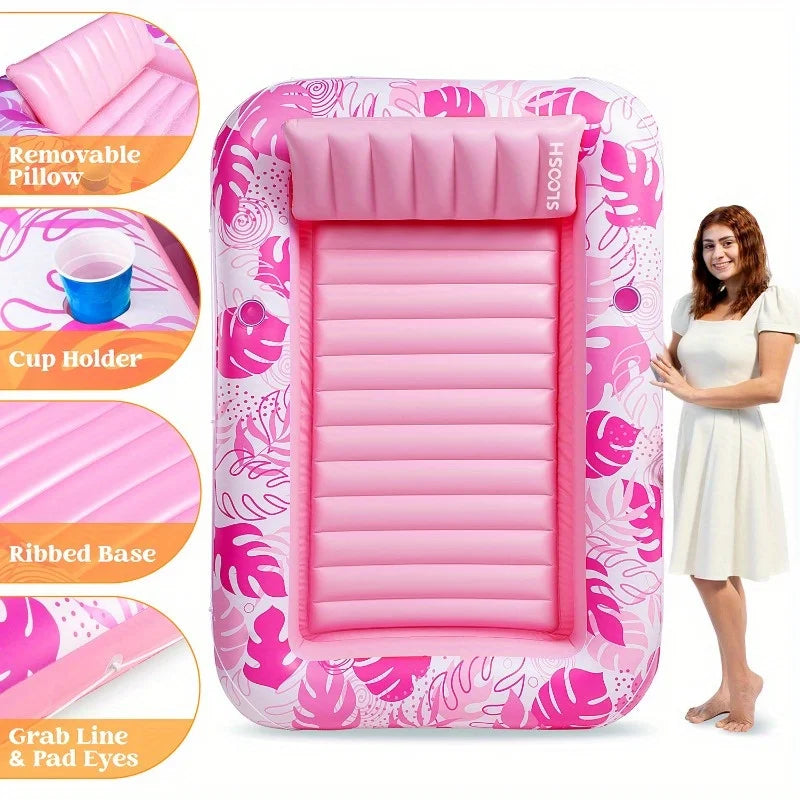 Joyfy Inflatable Tanning Pool Lounger Float With Removable Headrest
