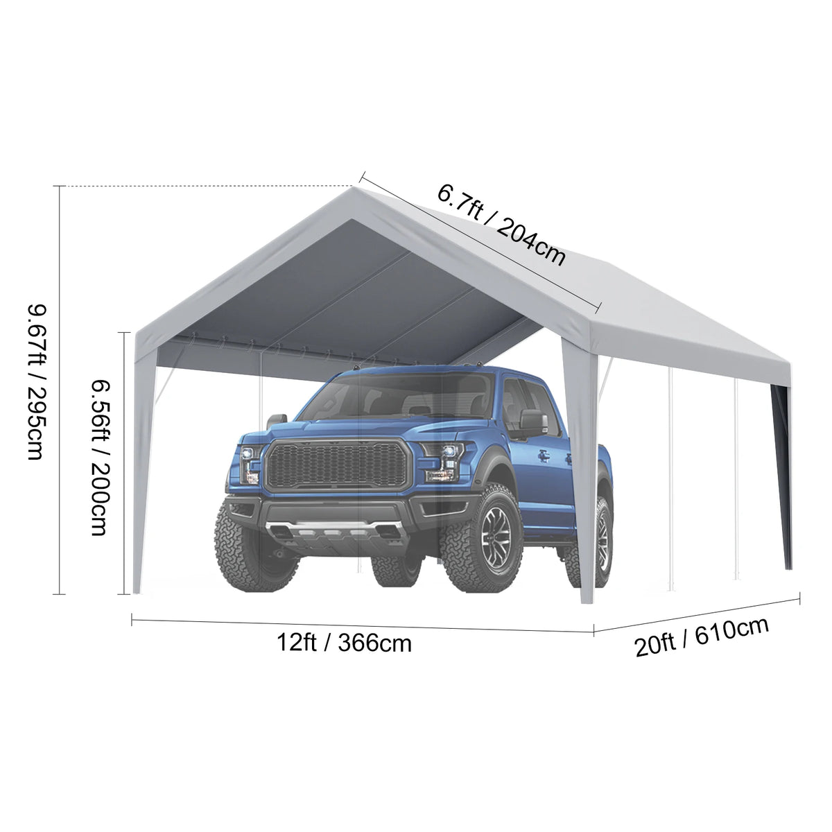 SucceBuy Heavy Duty Waterproof Carport Replacement Canopy Cover