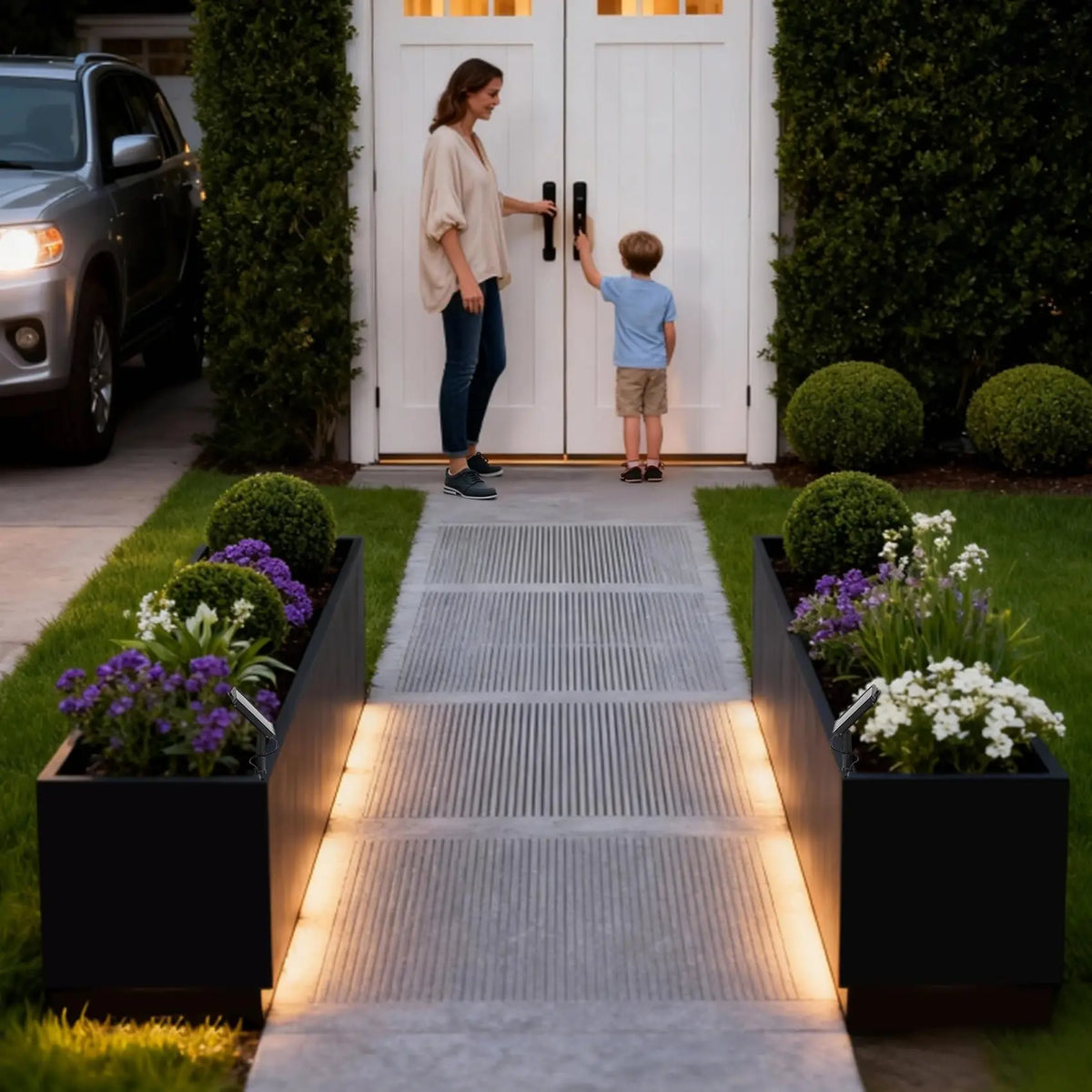 HiMISS LED Metal Planter Box With Light Strips For Patio