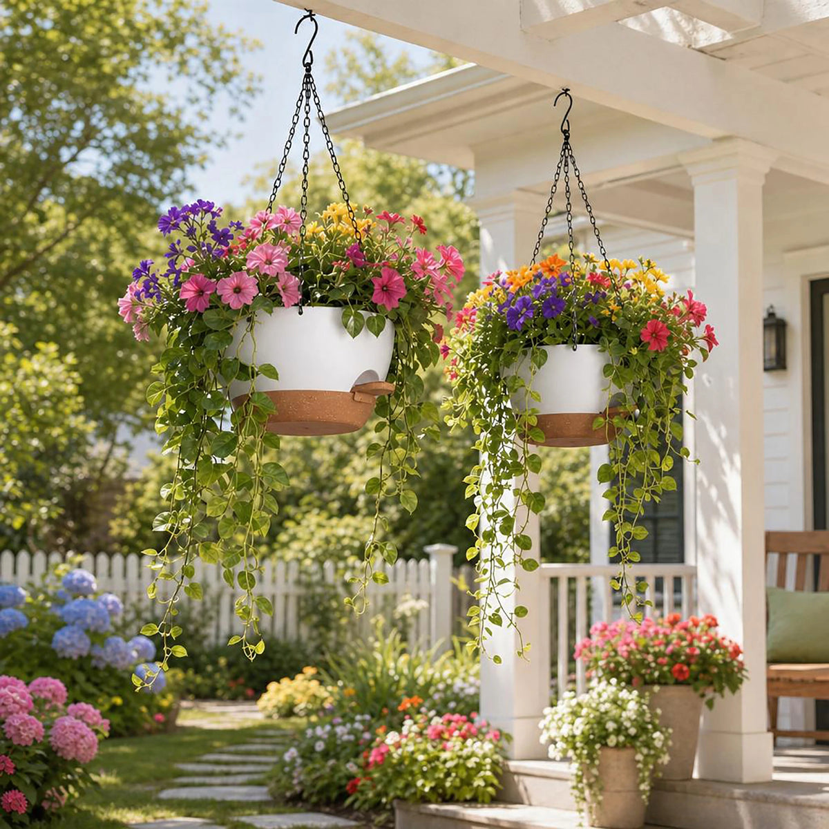 HiMiss Self Watering Hanging Planters With Side Fill Spout