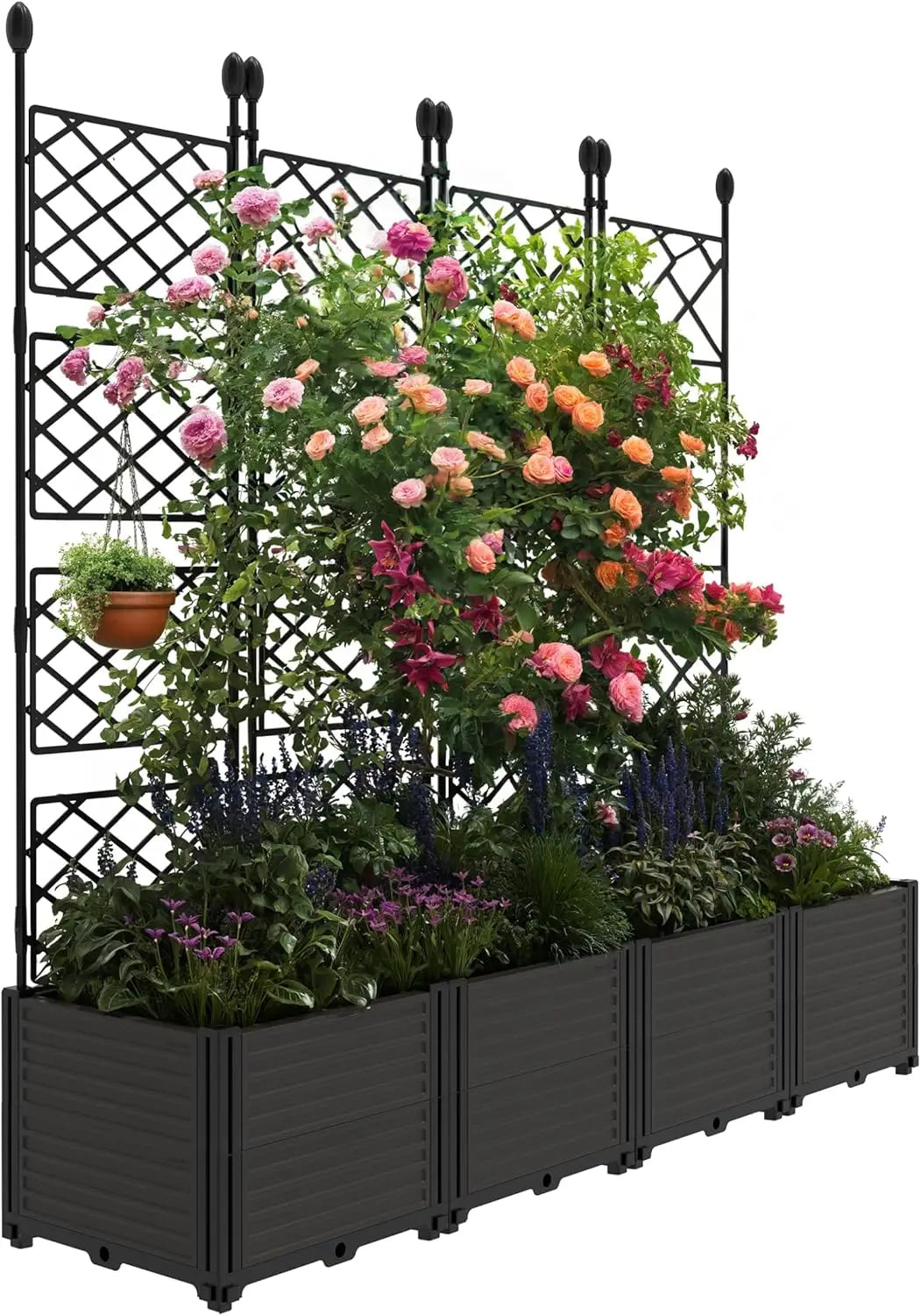 Twister Ck Plastic Planter Box With Trellis And Efficient Drainage