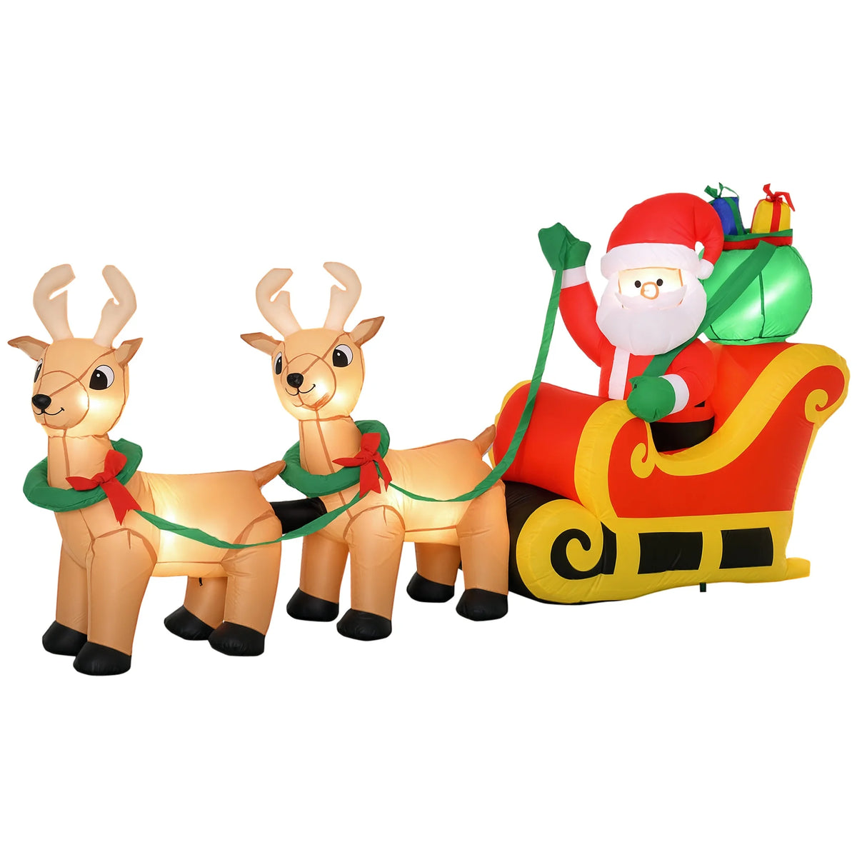 HOMCOM Inflatable Christmas Santa Claus Sleigh Outdoor LED Display