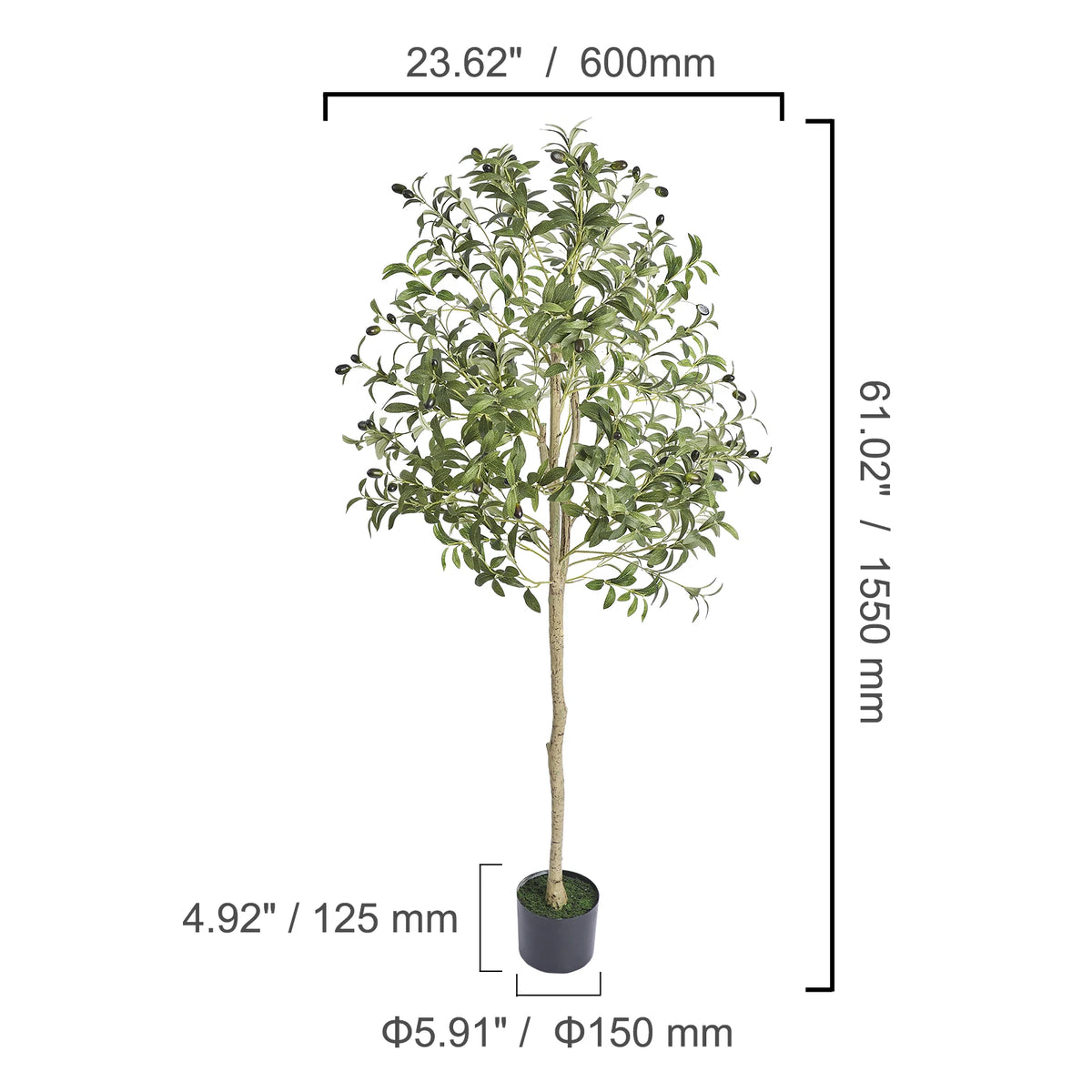 SucceBuy Artificial Olive Tree Faux Plant With Anti Tip Protection