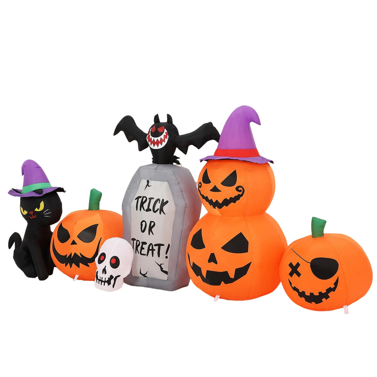 HiMISS Halloween Pumpkin Black Cat Tombstone Inflatable Yard Decoration