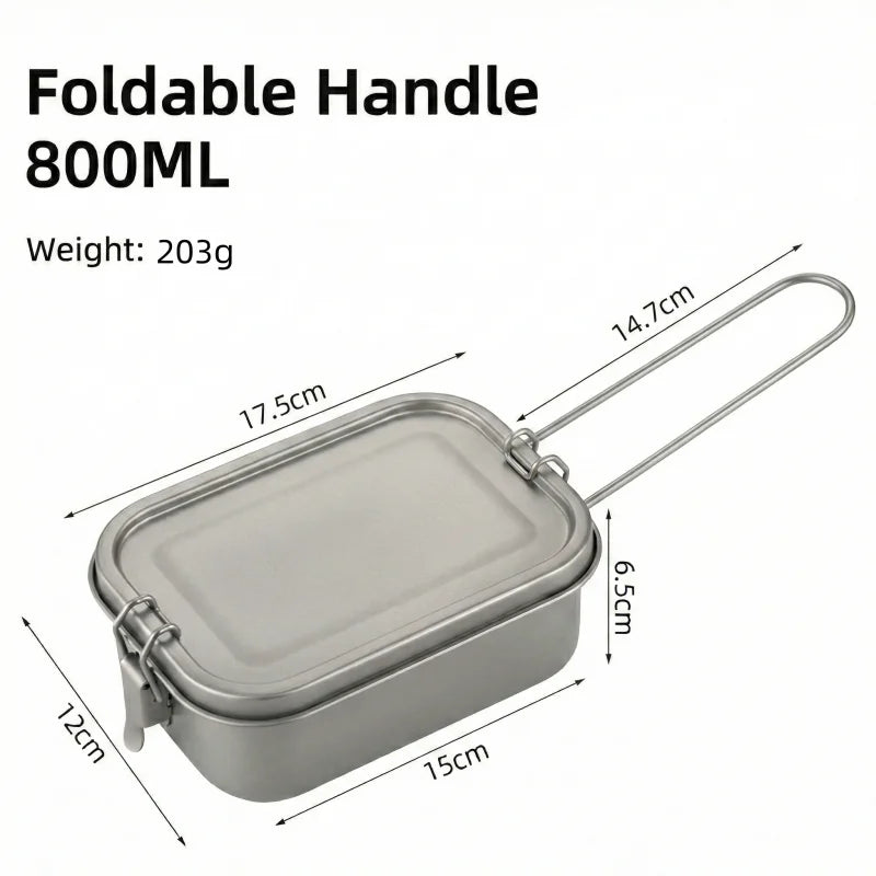Titanium Lunch Box With Lid And Folding Handle Outdoor Camping