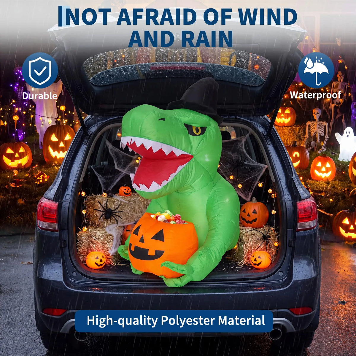 HiMISS Halloween Inflatable Dinosaur Trunk Or Treat Car Decoration