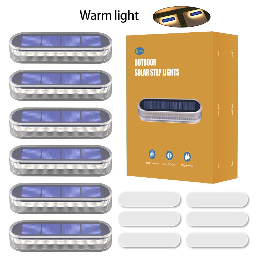 5 Years Lifespan 4 Pack Solar Deck Lights IP68 Waterproof Auto On/Off 5-Ton Anti-Pressure LED Step Lights for Garden Yard Solar Path Lighting