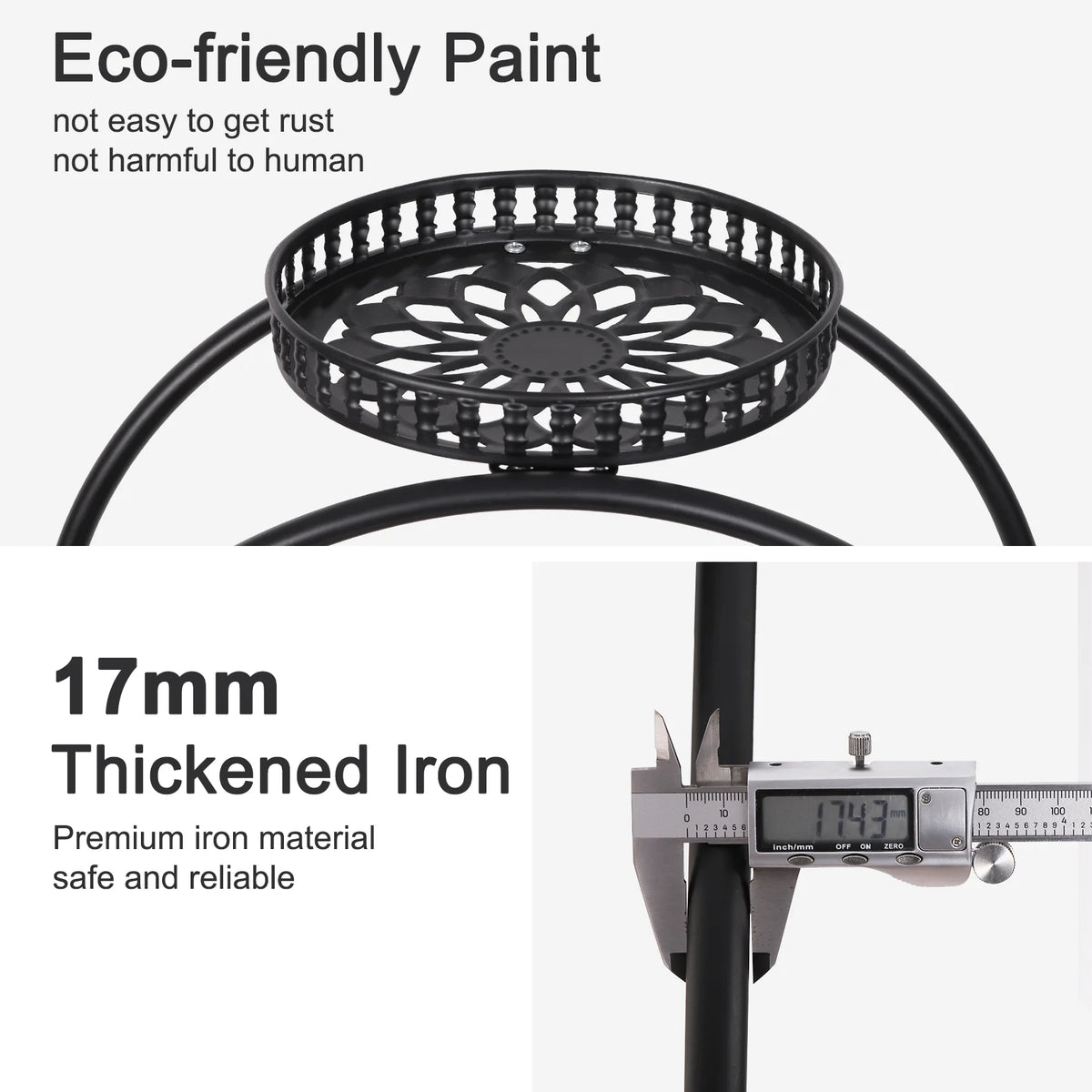 Six Pot Metal Plant Stand Shelf With Four Rolling Wheels