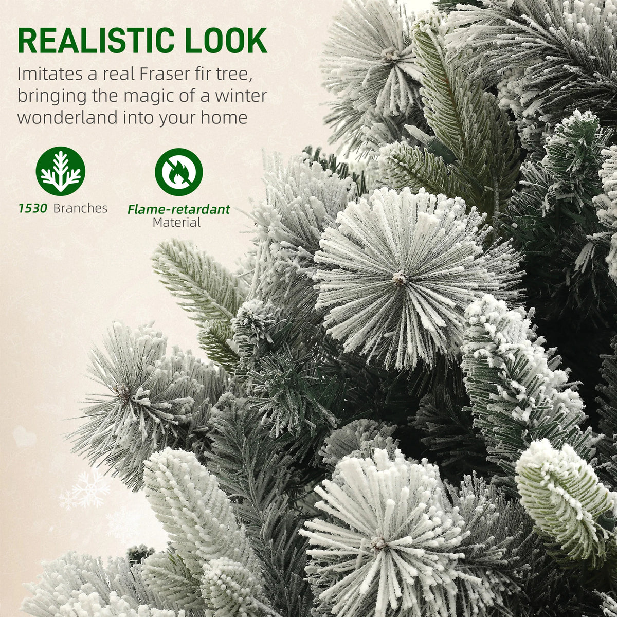HOMCOM Prelit Flocked Artificial Christmas Tree With Holiday Lights