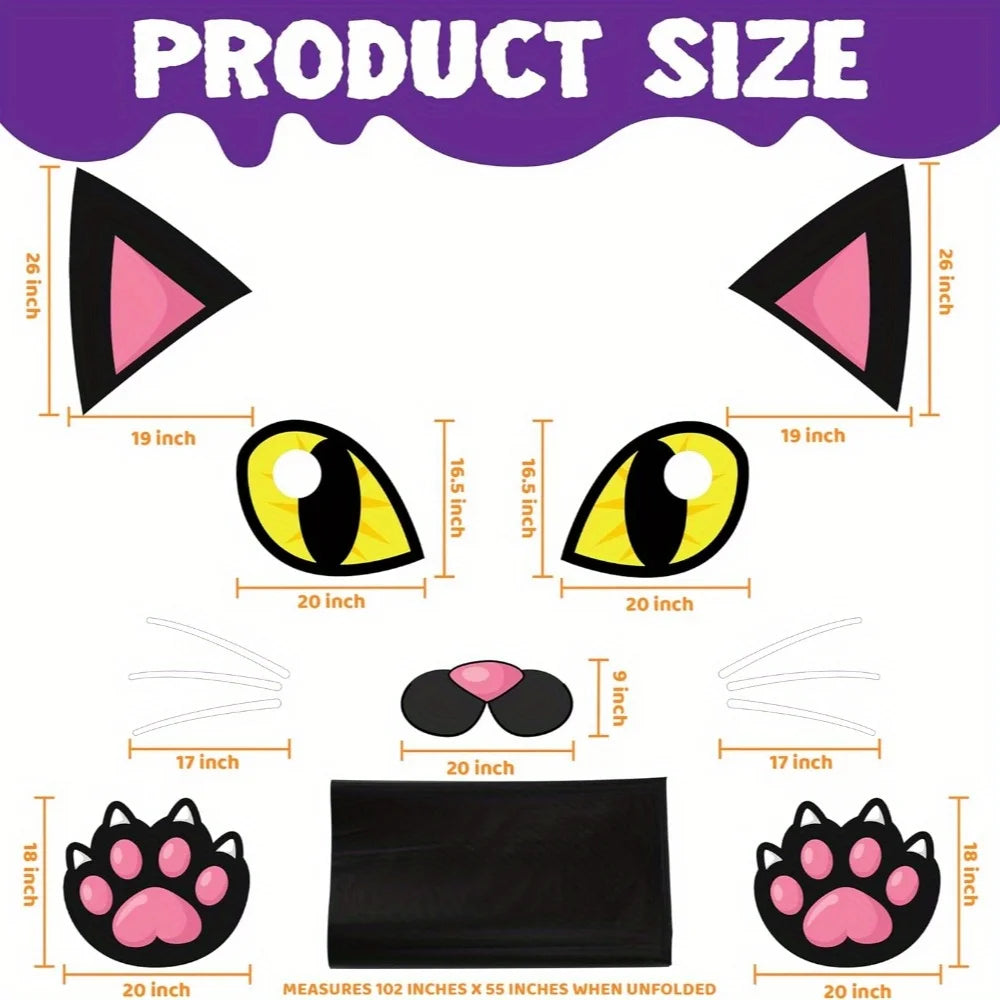 Joyfy Halloween Cat Sticker Kit for Car Trunk or Treat Decorations