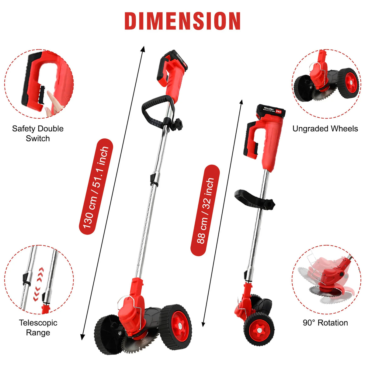 Cordless Electric Grass Trimmer Brush Cutter Weed Whacker