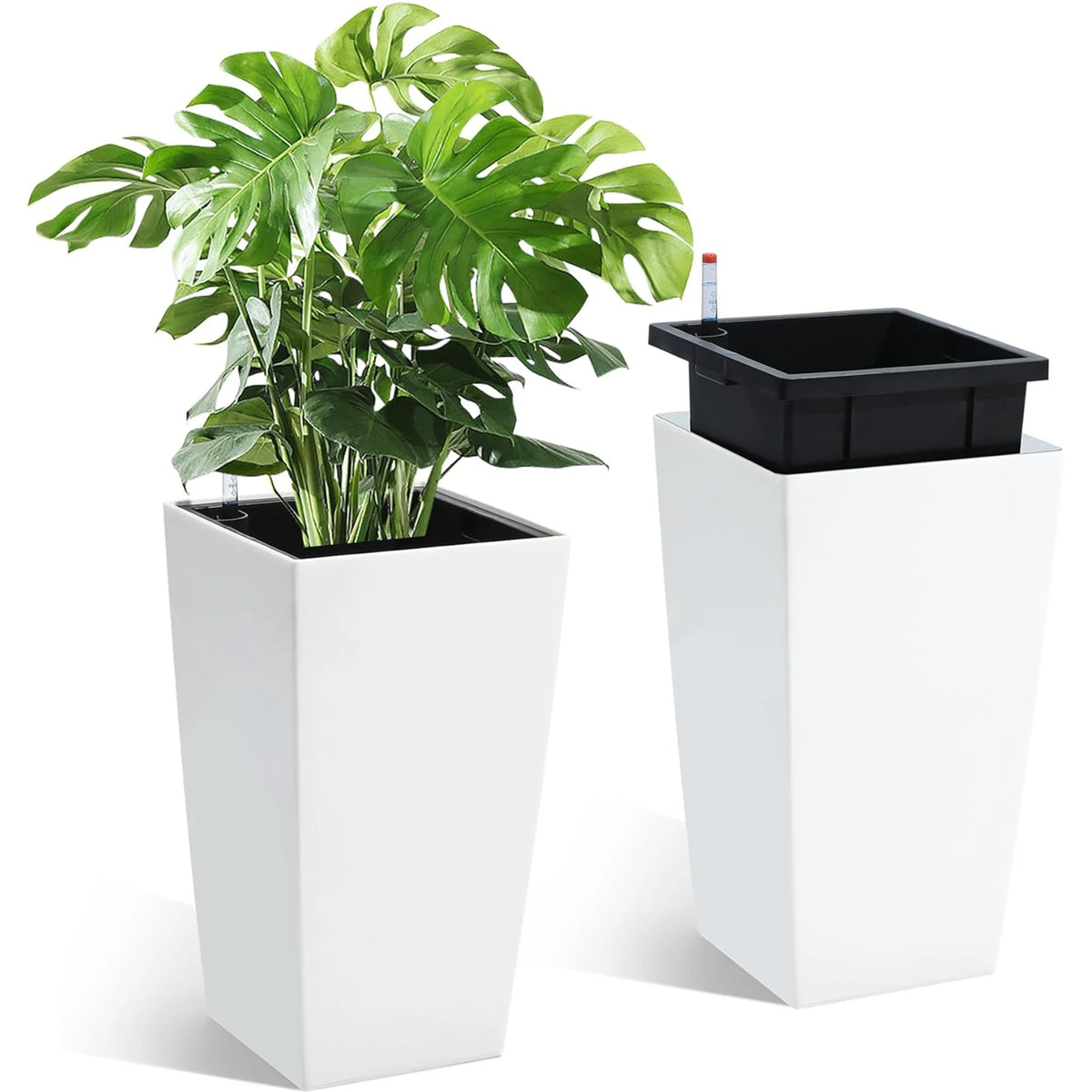 HiMiss Self Watering Planters With Drainage And Monitor Bucket