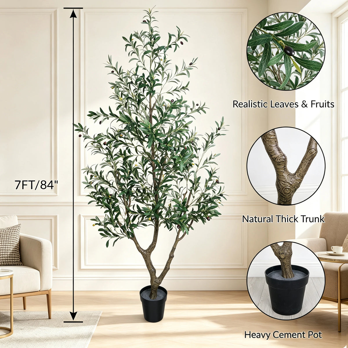 Olitree Artificial Olive Tree With Real Touch Foliage And Pot