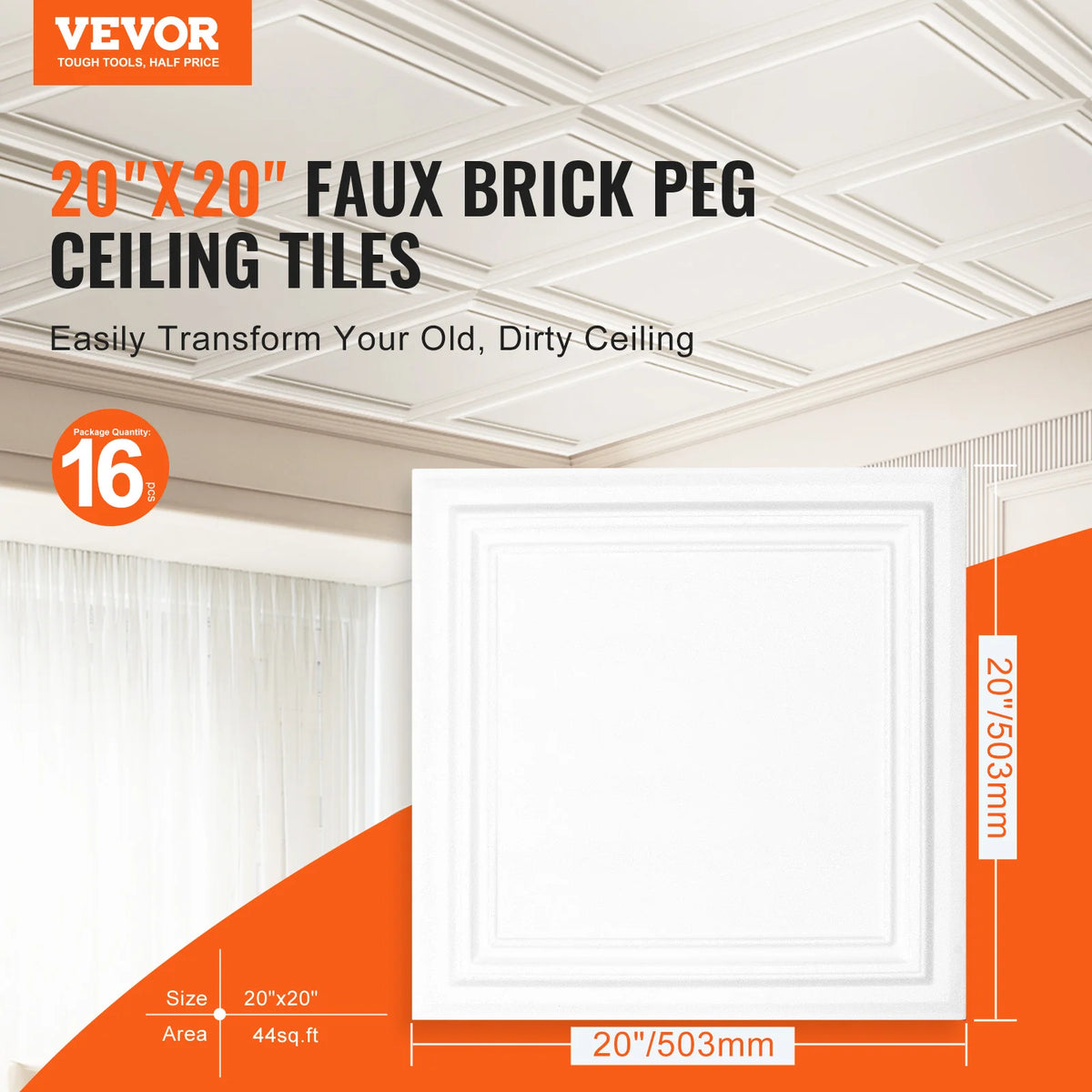 SucceBuy Polystyrene Drop Ceiling Tiles for Basement and Office Decor