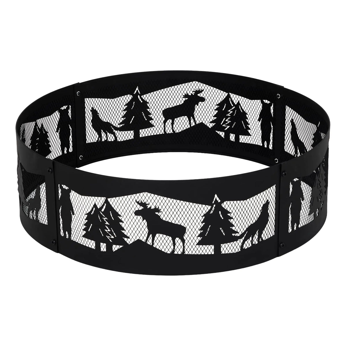 HiMISS Steel Wood Burning Fire Pit Ring With Deer Cutouts