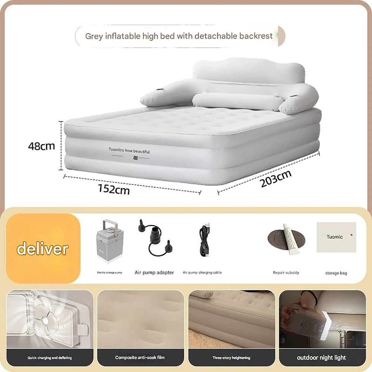 Automatic Inflatable Camping Air Mattress With Built In Pump
