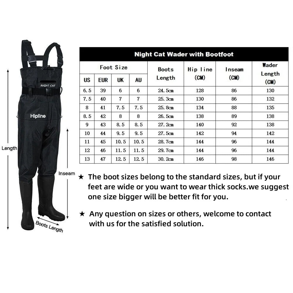 Adjustable Waterproof Nylon Pvc Chest Waders With Boots For Fishing
