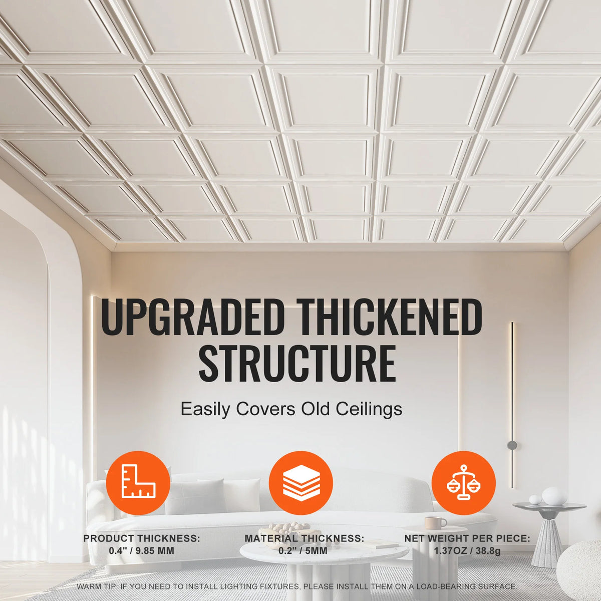 SucceBuy Polystyrene Drop Ceiling Tiles for Basement and Office Decor