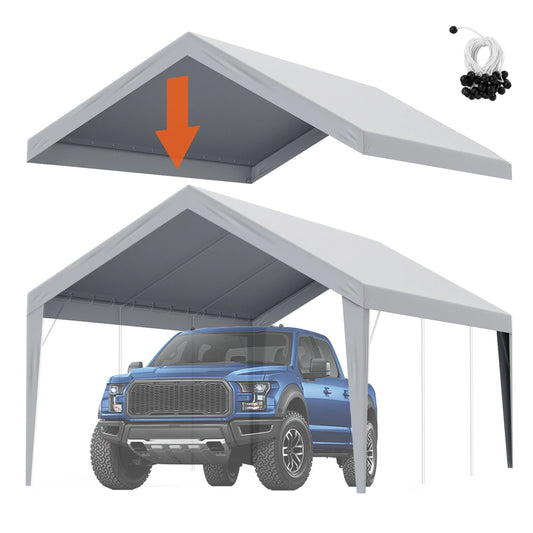 SucceBuy Heavy Duty Waterproof Carport Replacement Canopy Cover