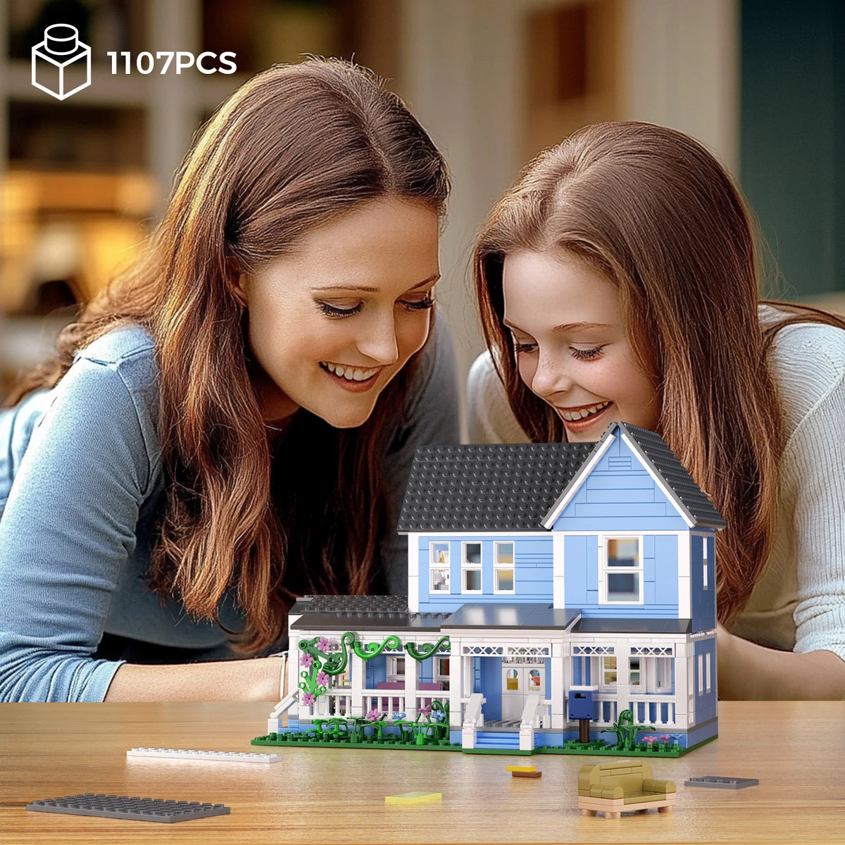 Girls House Building Blocks Set, Palace Home Decor Ornament