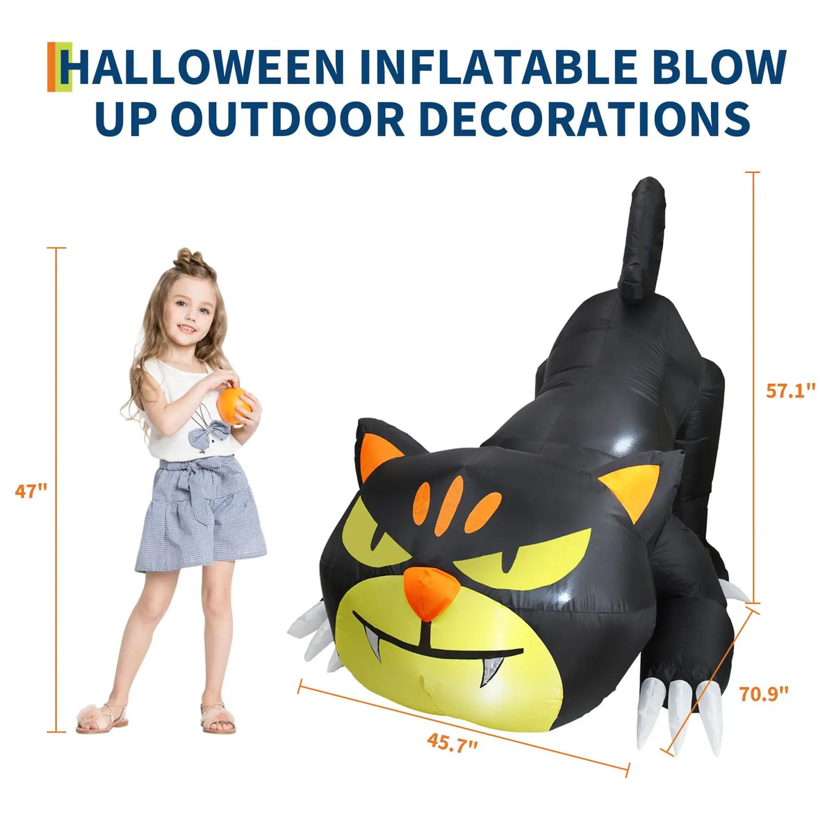 HiMISS Halloween Inflatable Crawling Cat Yard Decor With LED Lights