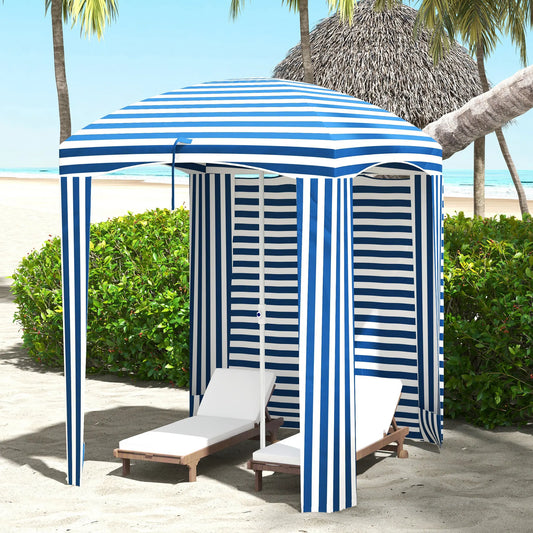 Outsunny Beach Cabana Umbrella With Windows And Carry Bag