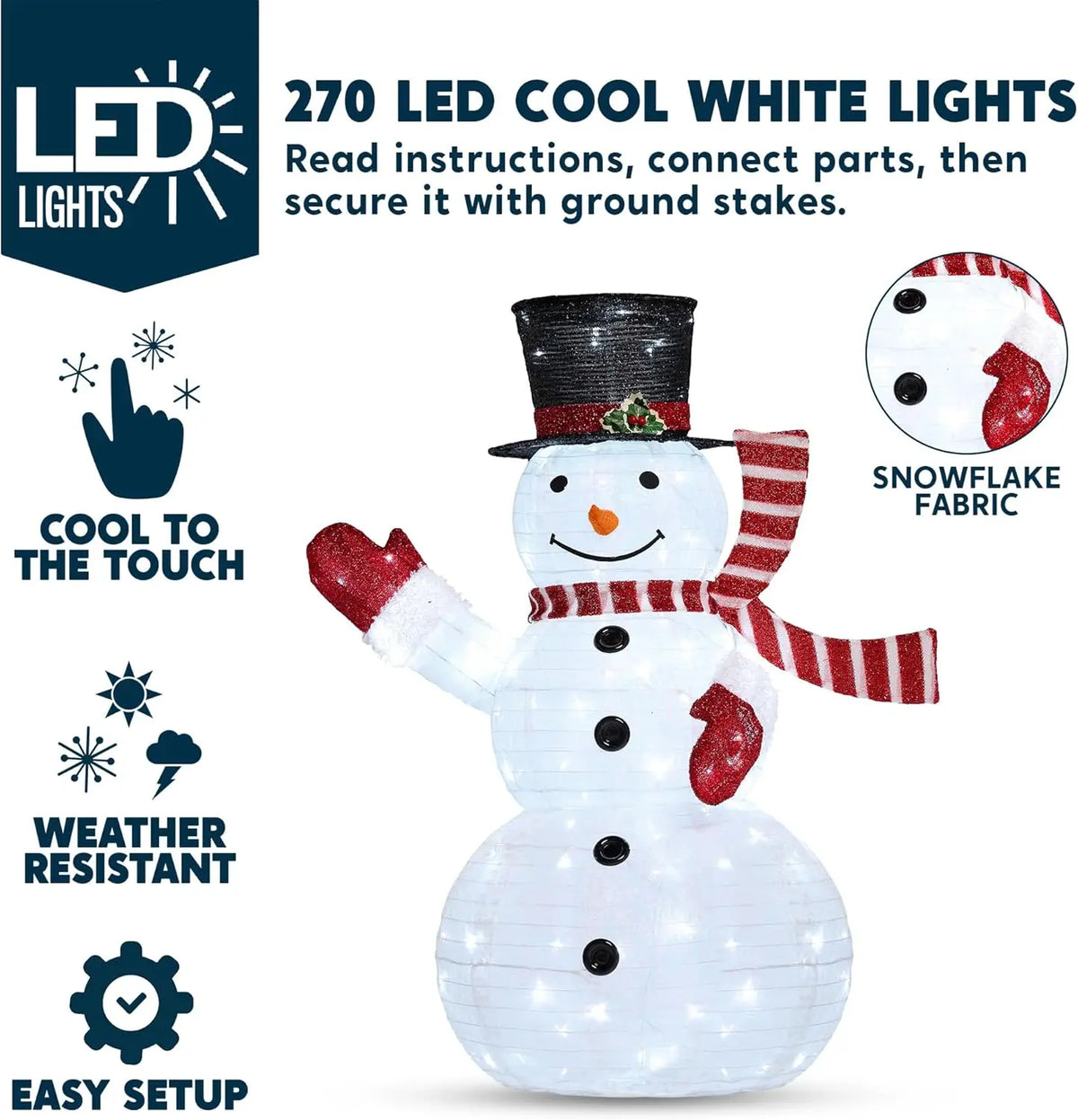 Joyfy 3D Collapsible Snowman Christmas Yard Lights With LED Lights