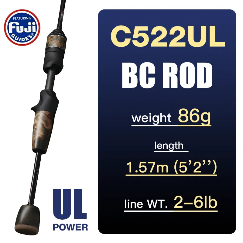 Seasir Ultralight Carbon Baitcasting Fishing Rod With Fuji Guides