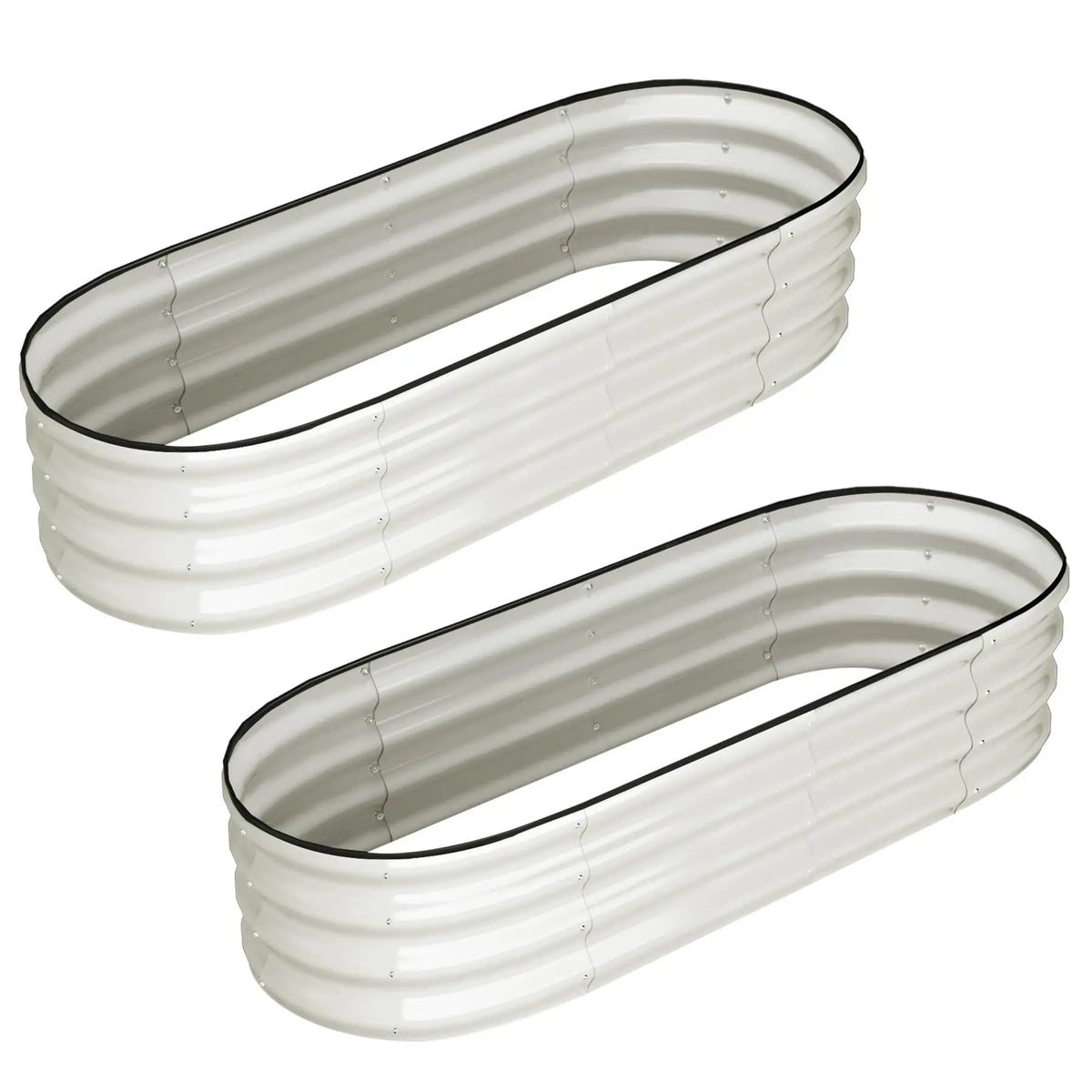 HiMISS Oval Galvanized Raised Garden Bed Metal Planter Box
