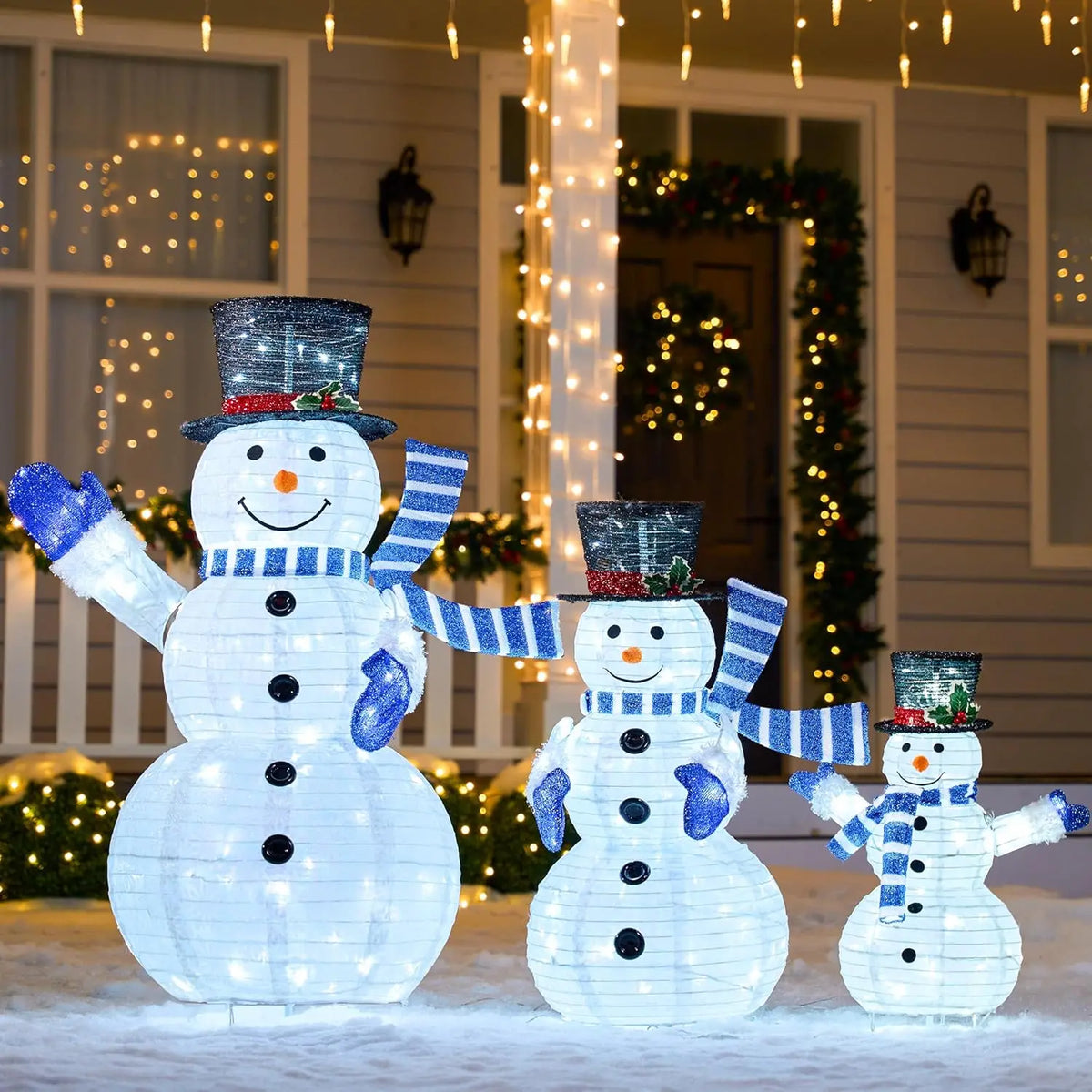 Joyfy 3D Collapsible Snowman Christmas Yard Lights With LED Lights
