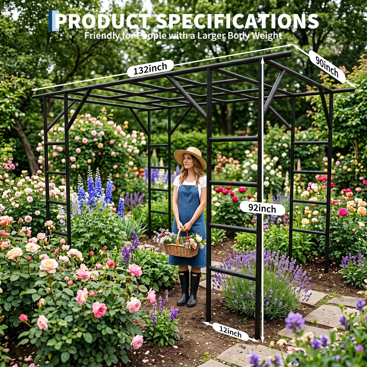 HiMISS Heavy Duty Garden Arch Trellis For Climbing Plants