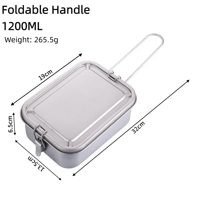 Titanium Lunch Box With Lid And Folding Handle Outdoor Camping
