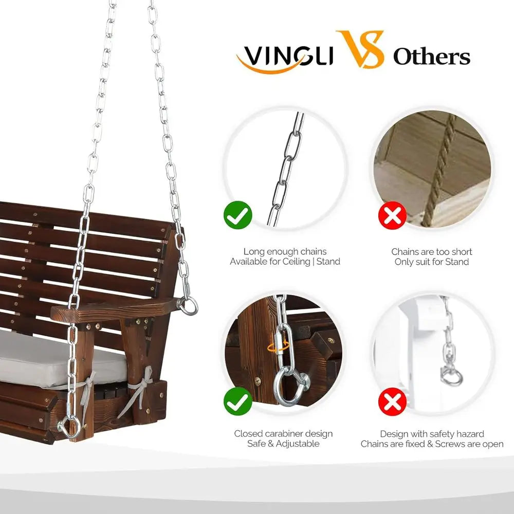 Outdoor Porch Swing With Cushions, Heavy Duty Patio Swing Stand