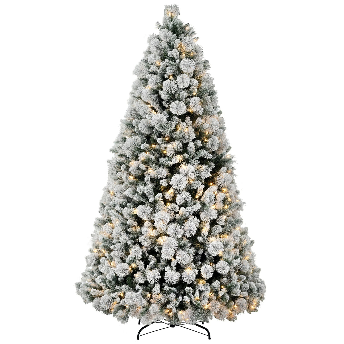 HOMCOM Prelit Flocked Artificial Christmas Tree With Holiday Lights
