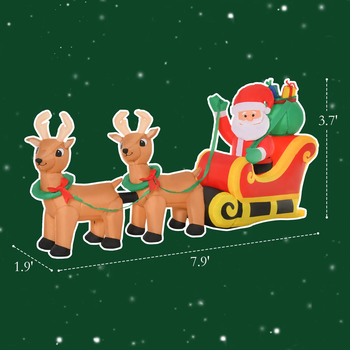 HOMCOM Inflatable Christmas Santa Claus Sleigh Outdoor LED Display