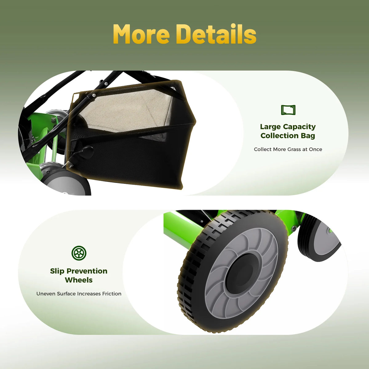 Manual Push Reel Lawn Mower With Integrated Grass Catcher