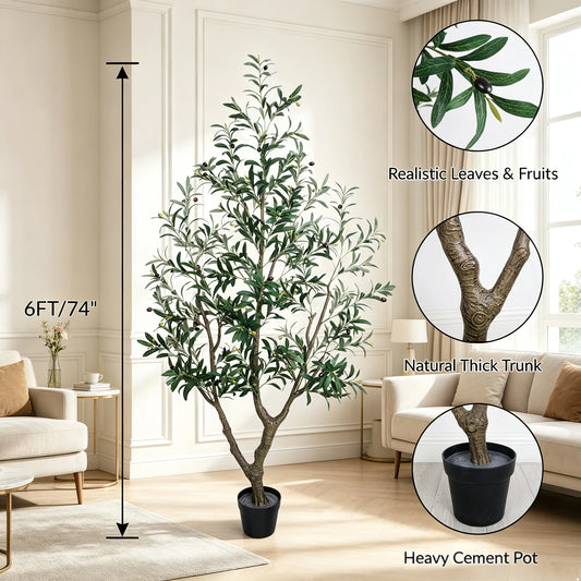 Olitree Artificial Olive Tree With Real Touch Foliage And Pot