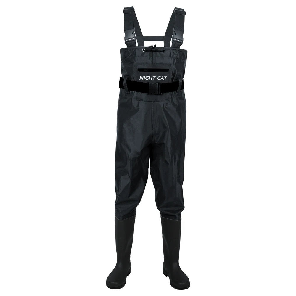 Adjustable Waterproof Nylon Pvc Chest Waders With Boots For Fishing