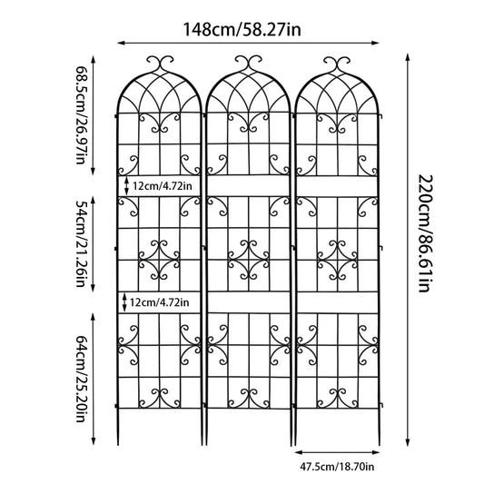 Rustproof Metal Garden Trellis For Outdoor Climbing Plants Support