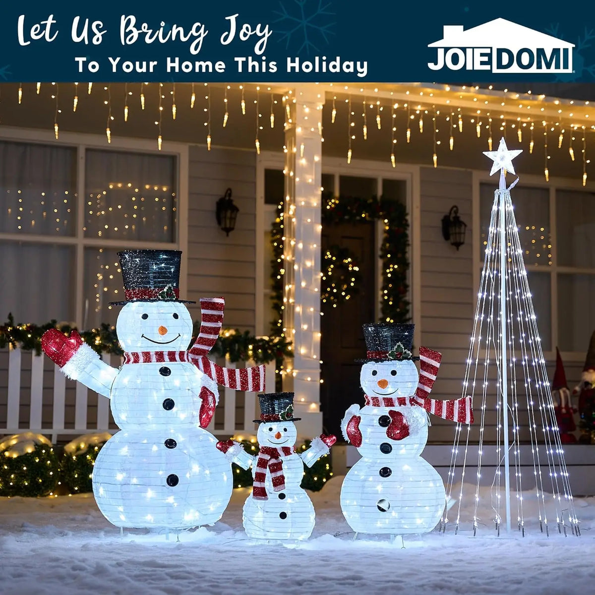 Joyfy 3D Collapsible Snowman Christmas Yard Lights With LED Lights