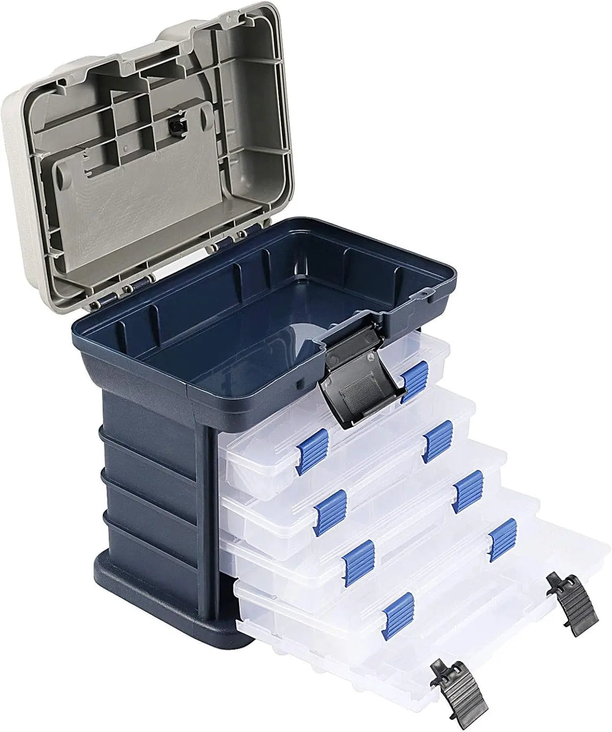 Fishing Tackle Box Kit Featuring Adjustable Compartments And Pliers